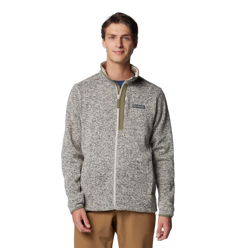 Columbia Men's Sweater Weather Full Zip, Full Zip Fleece Jacket, Dark Stone Heather, L