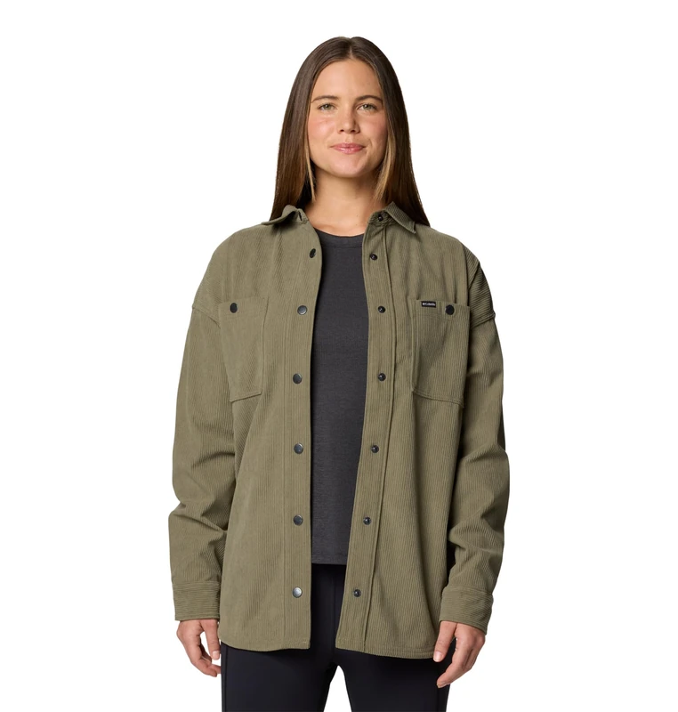 Columbia Women's Blue Point Creek Corduroy Shirt Jacket, Stone Green, L