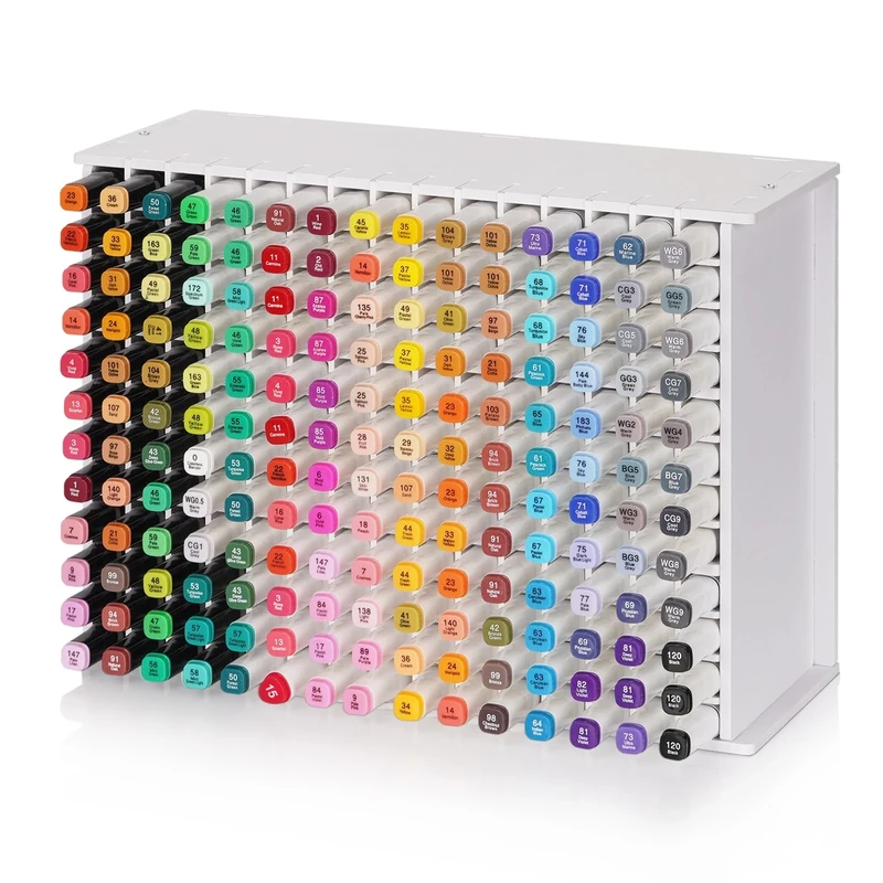 Loghot Marker Storage Organizer Marker Holder 120 Slots Marker Organizer for Desk with Removable Divider Art Marker Rack to Storage Markers Pens Colored Pencils Art Supply (White 180 holes)