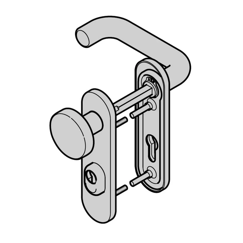 Hörmann FS Wechselgarnitur D-110 Short Plate PZ, Sliding Bearing Knob K-130, Aluminium F1 (Fire Protection Handle Set for Fire Door/Multi-Purpose Door H8-5 / Quadro/MZ/OD) 454691