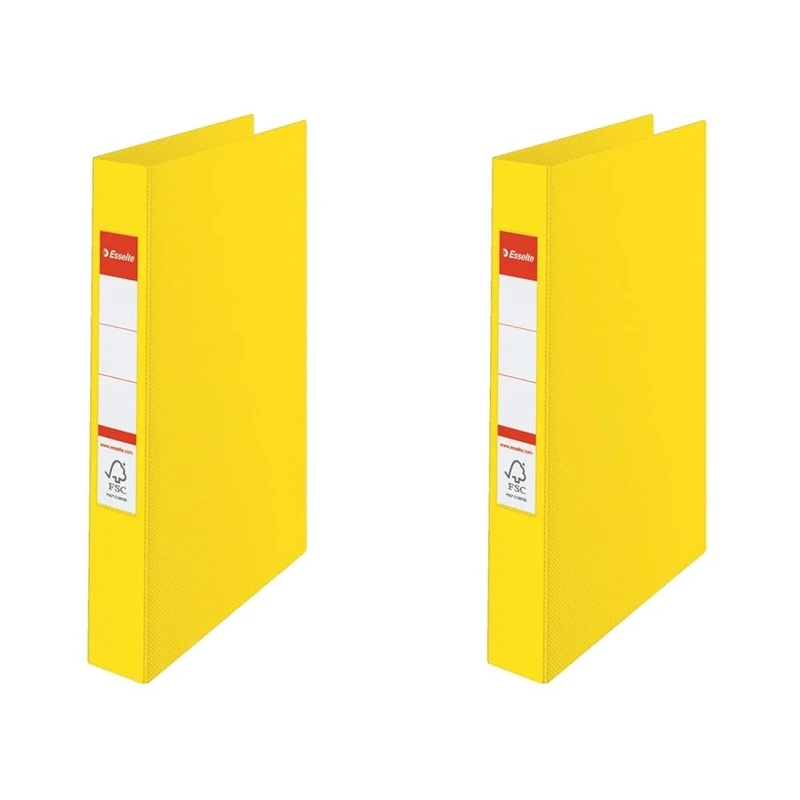 Esselte 2 Ring Binder, PP, Holds up to 190 Sheets, Vivida Range, 42 mm Spine, 14450 - A4, Yellow (Pack of 2)