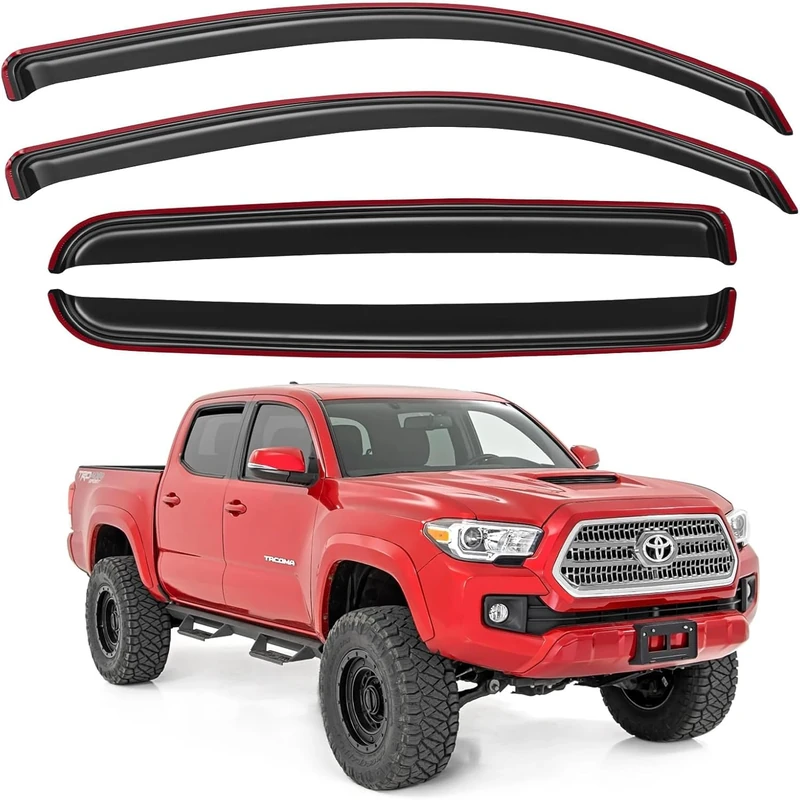 in-Channel Window Visors Rain Guards for 2016-2023 Toyota Tacoma, Window Wind Deflectors Vent Shades for 16-23 Tacoma Double Cab