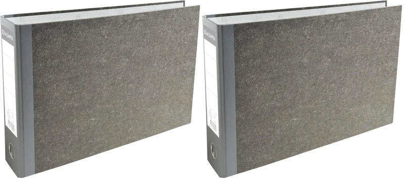 Exacompta - Ref 53310E - PVC Lever Arch File - 24 x 37 cm in Size, Suitable for Landscape A4 Documents, 70mm Spine, 75mm Rings, Reinforced Metal Finger Pull - Grey (Pack of 2) - Image 1