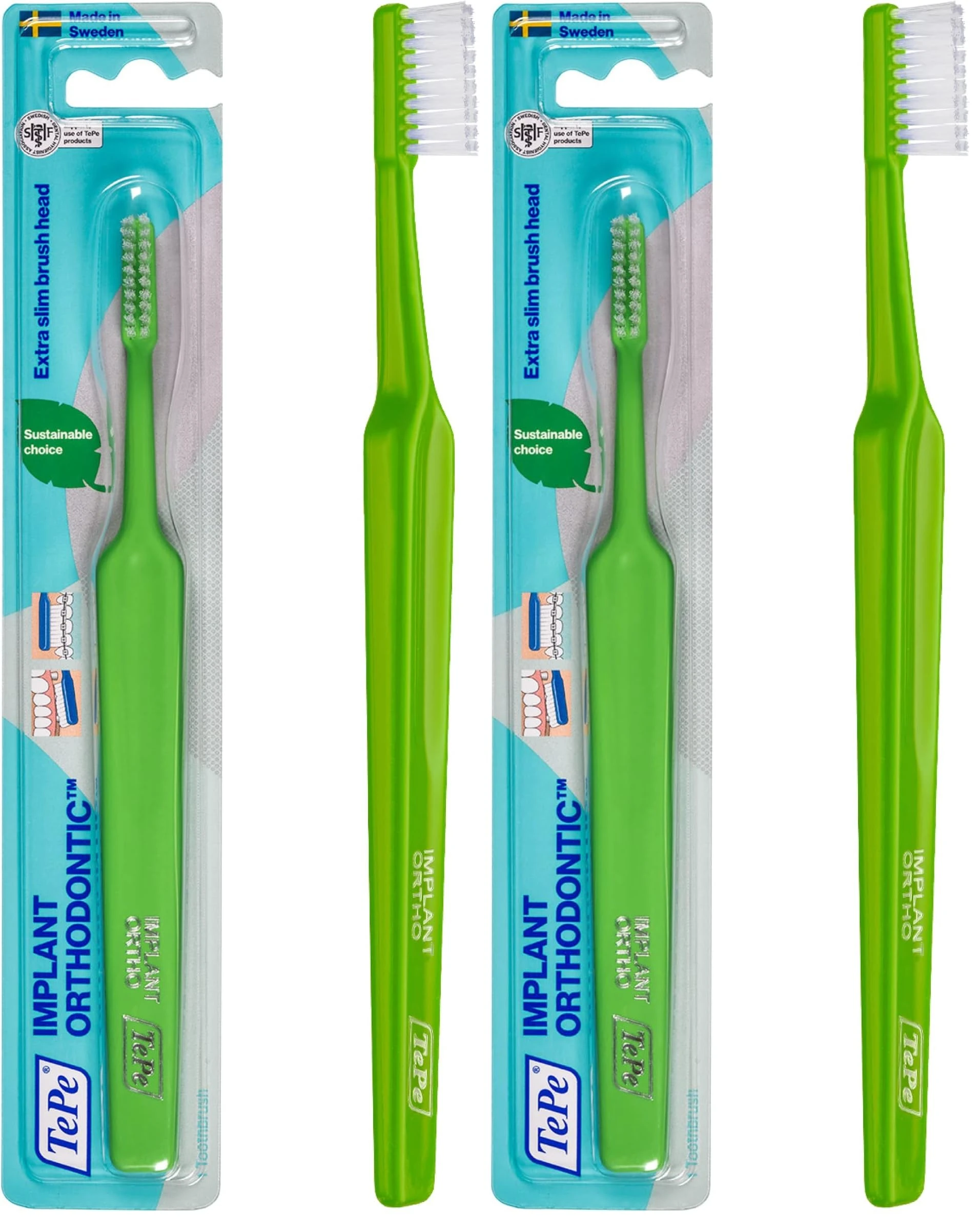 TEPE Implant and Orthodontic Brush for Cleaning Near Implants and Wires (Pack of 2)