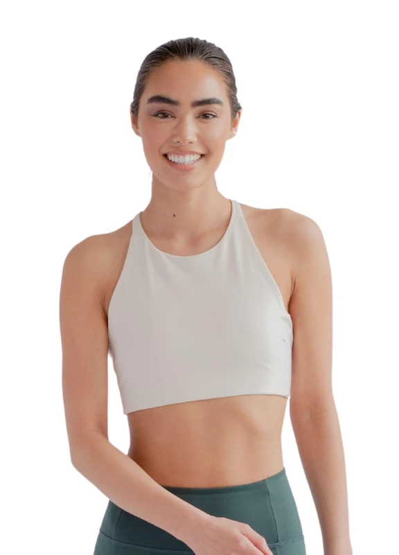 Girlfriend Collective Women's Topanga Bra, Cross-Back Sports, Ivory, XL