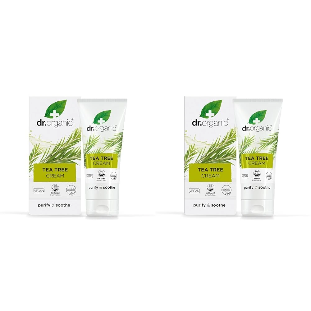 Dr Organic, Organic Tea Tree Purifying Cream, Natural, Vegan, Cruelty Free, Paraben & SLS Free, 50ml (Pack of 2)