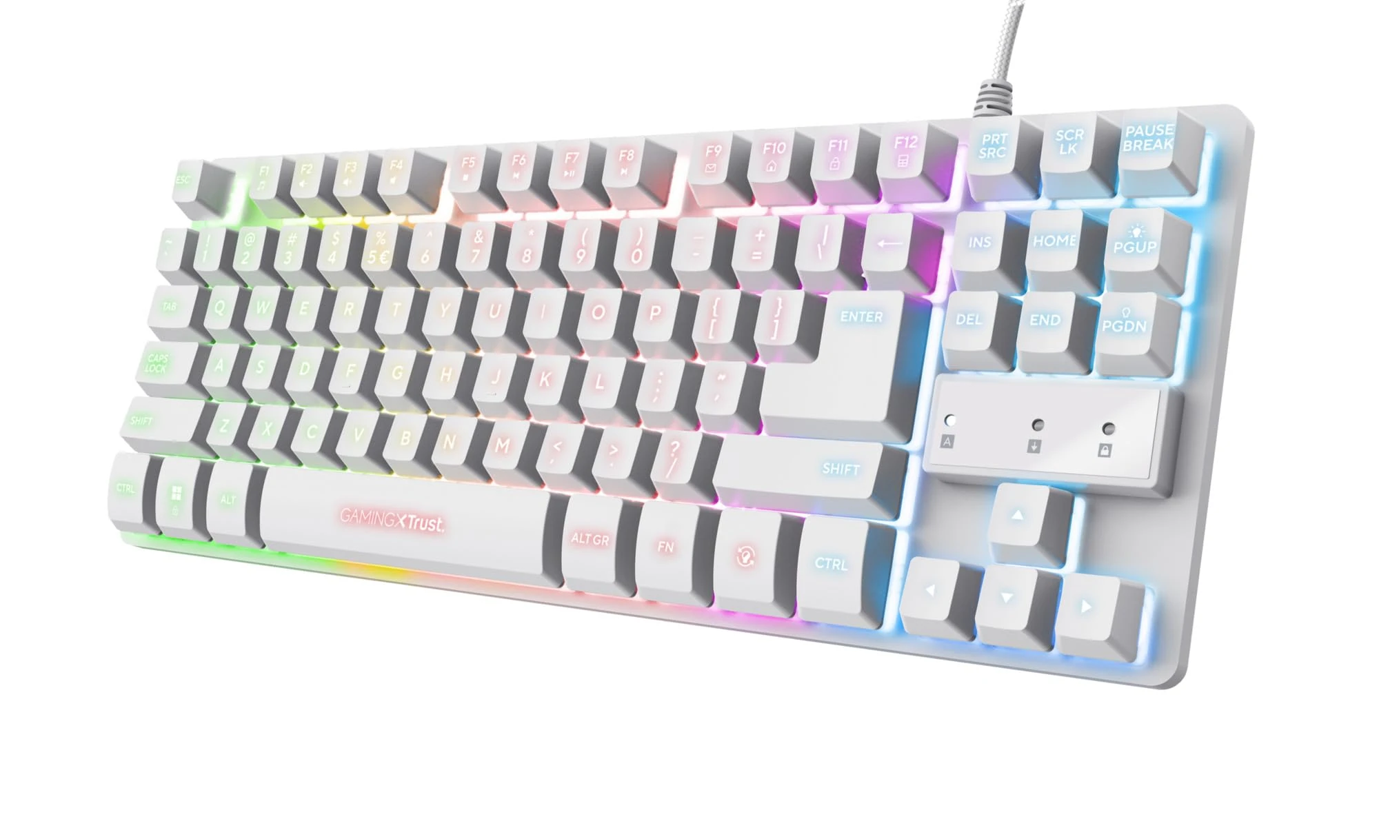 Trust Gaming GXT 833W Thado Gaming Keyboard TKL Italian Layout QWERTY, 20% Smaller Compact Design, Anti-Ghosting, 69% Recycled Plastic, LED USB Keyboard for PC/Laptop - White