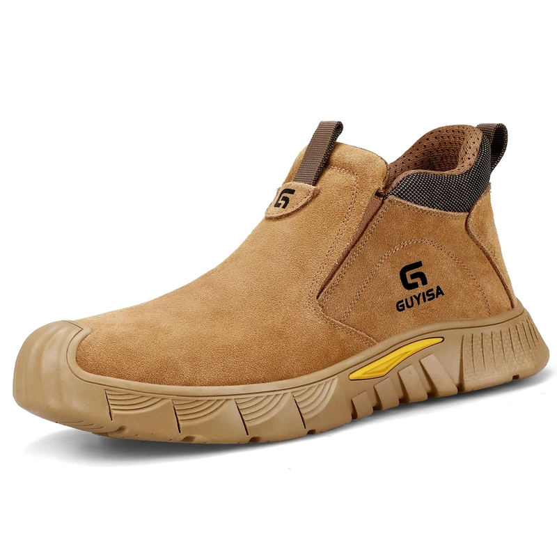 GLANOUDUN Welding Work Boots for Men Slip on Steel Toe Shoes for Men Indestructible Steel Toe Boots Welder Men's Working Shoes Fireproof Safety Footwear for Construction Men's Work & Safety Footwear