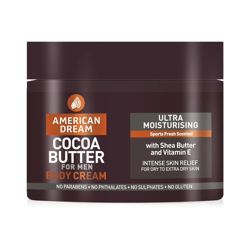 American Dream Cocoa Butter Body Cream for Men, an Ultra Moisturising Body Butter with a Sport Fresh Scent 500ml