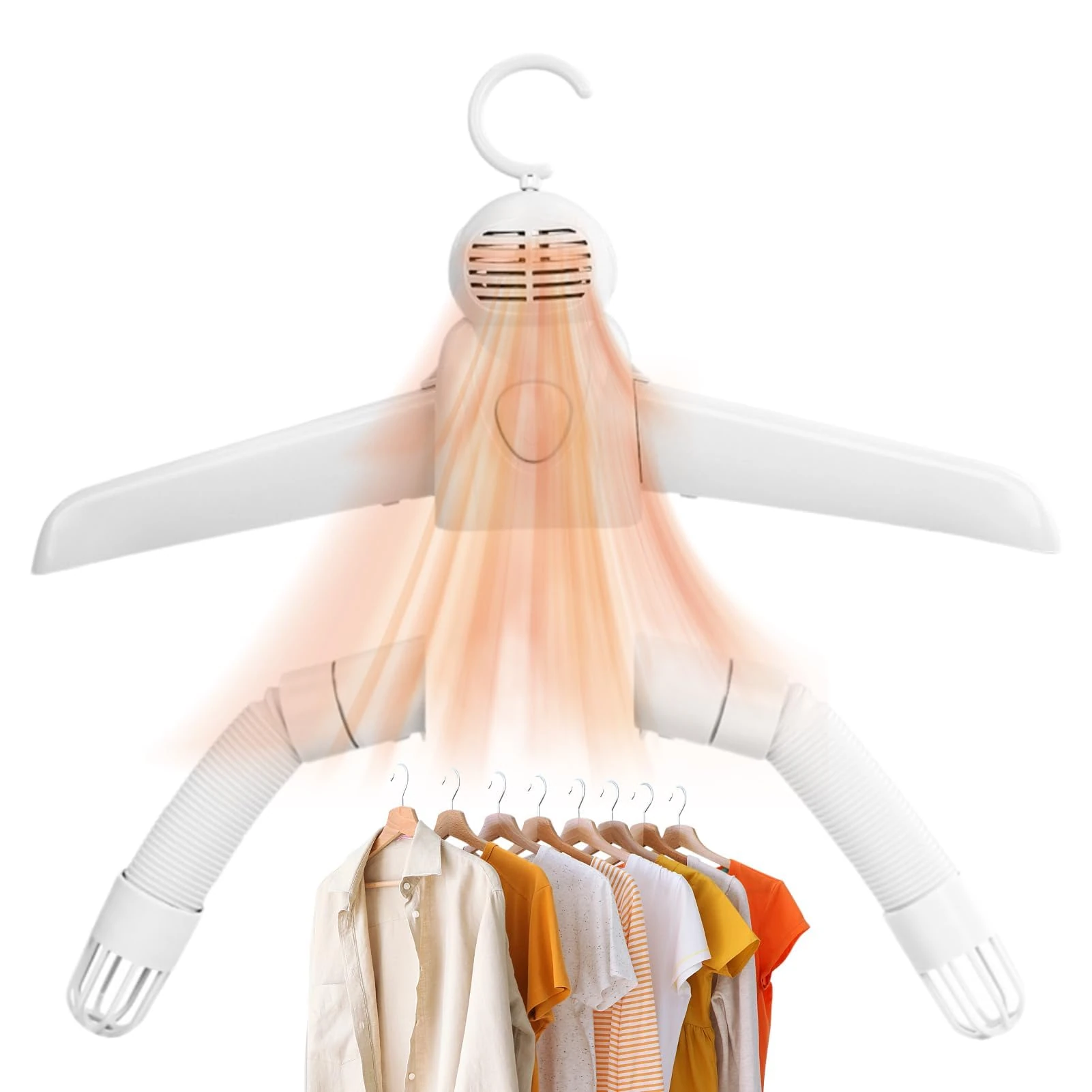 MaxtiL Travel Clothes Dryer, 150W Electric Clothes Dryer Rack Quick Drying, Travel Clothes Hanger, Portable Drying Rack, RV Clothes Drying Rack, Temperature Adjustment for Home white