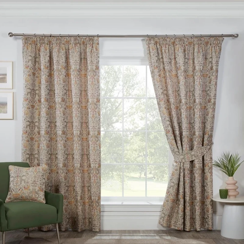 Sundour Kyoto Fully Lined Pencil Pleat Curtains Natural 46x90 Curtain Pair