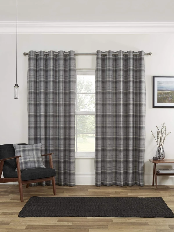 Sundour Carnoustie Blackout Eyelet Ring Top Curtains Grey 66x54