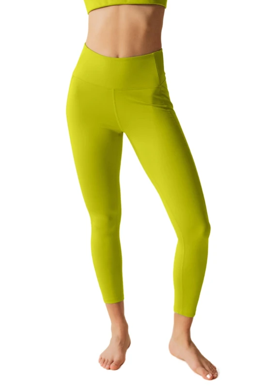 Girlfriend Collective Women's Compressive High-Rise Leggings, 7/8, Chartreuse, 3XL