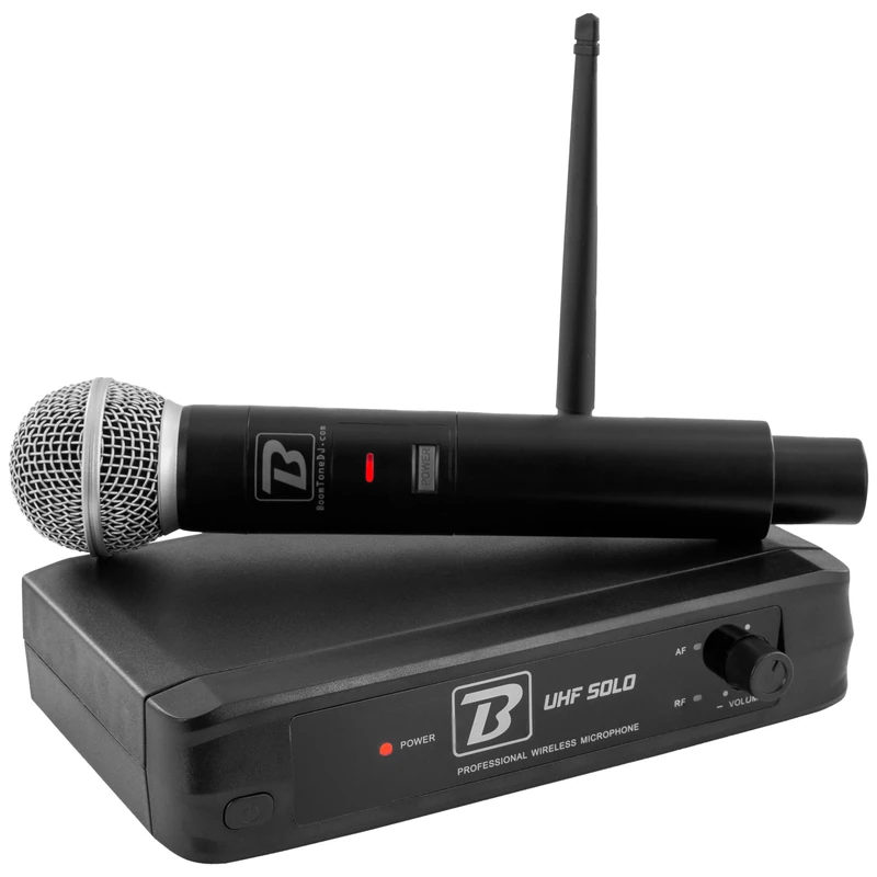 BoomToneDJ Complete System with High Performance Wireless Handheld Microphone UHF SOLO F1 UHF, Clear Signal, Long Range, 5 Hour Battery Life, Ideal for Live Events, Karaoke and Presentations