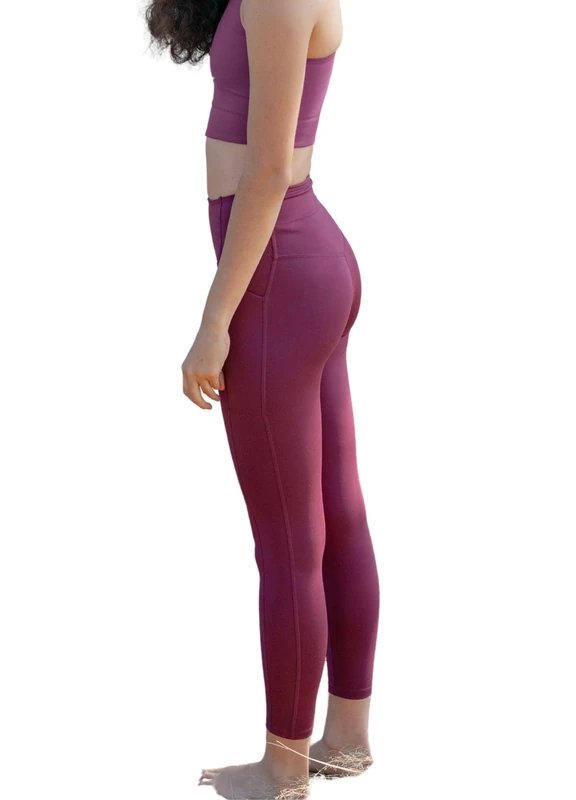 Girlfriend Collective Women's Pocket High-Rise Legging, 7/8, Plum, L - Image 1