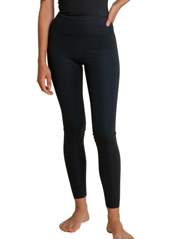 Girlfriend Collective Women's Rib High-Rise Legging, Long, Black, XXL