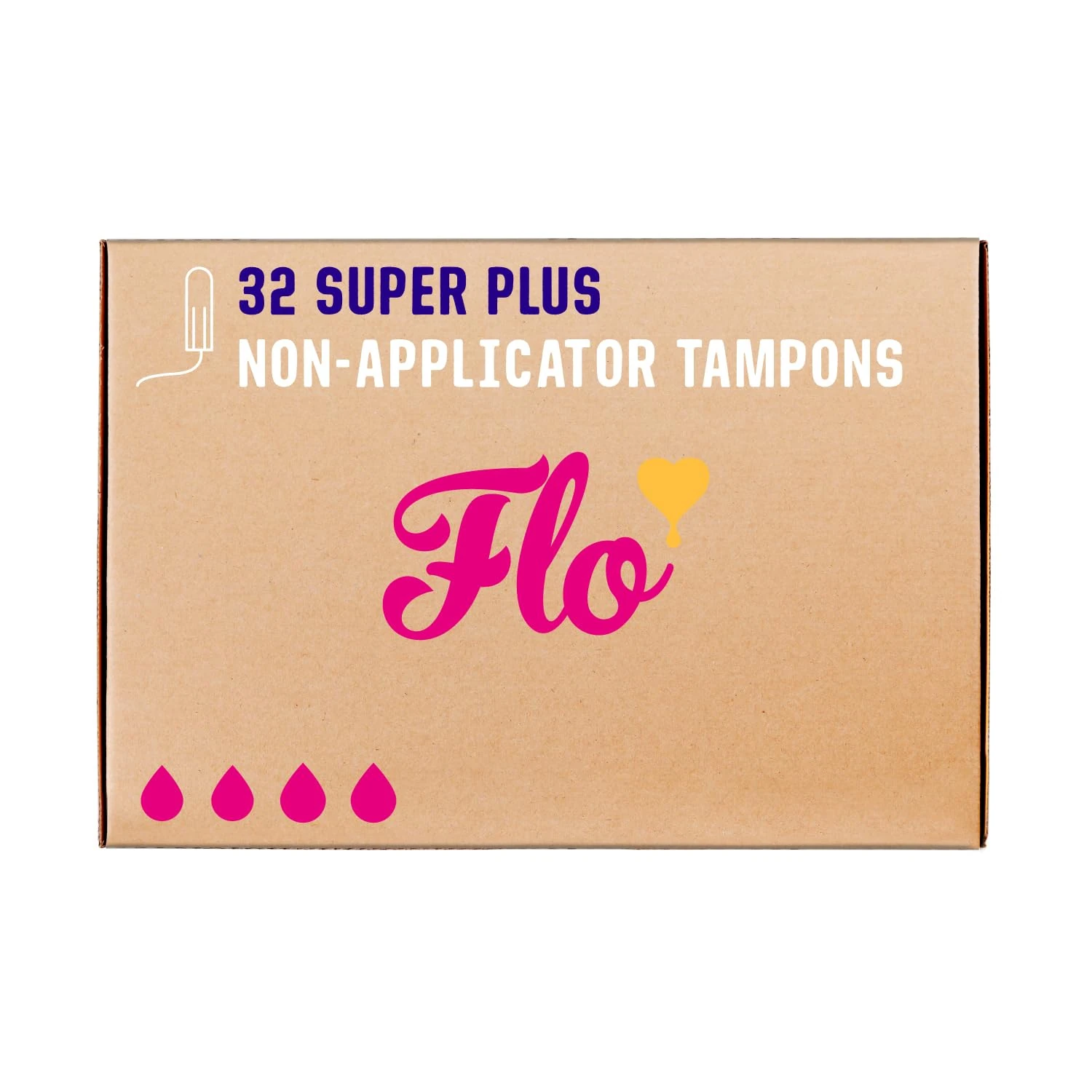 Flo Organic Cotton Non-Applicator Super Tampons – Absorbent, Soft – Super Flow – 32 Count