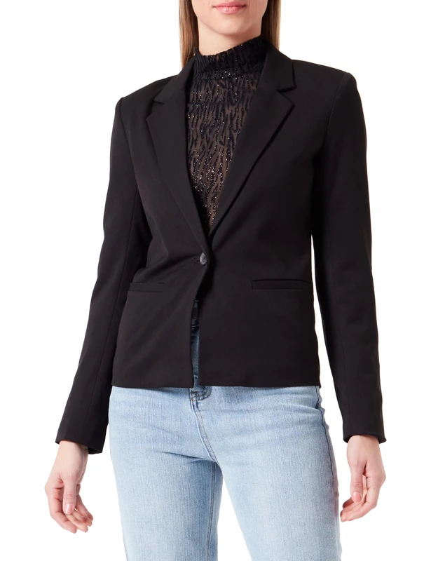 OBJECT Women's Objlisa L/S Button Blazer Noos Short Blazer, Black, 12