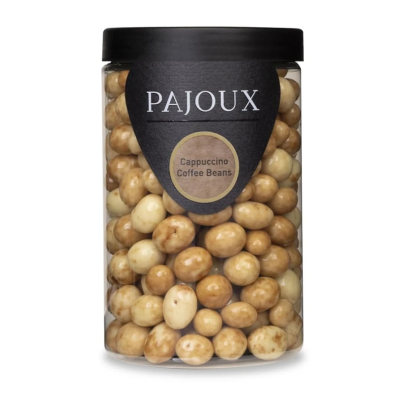 Pajoux Cappucciono Coffee Beans (Large) 270g | Chocolate Covered Coffee Beans in a Gift Jar - Espresso Bean - Mocha - Palm Oil Free