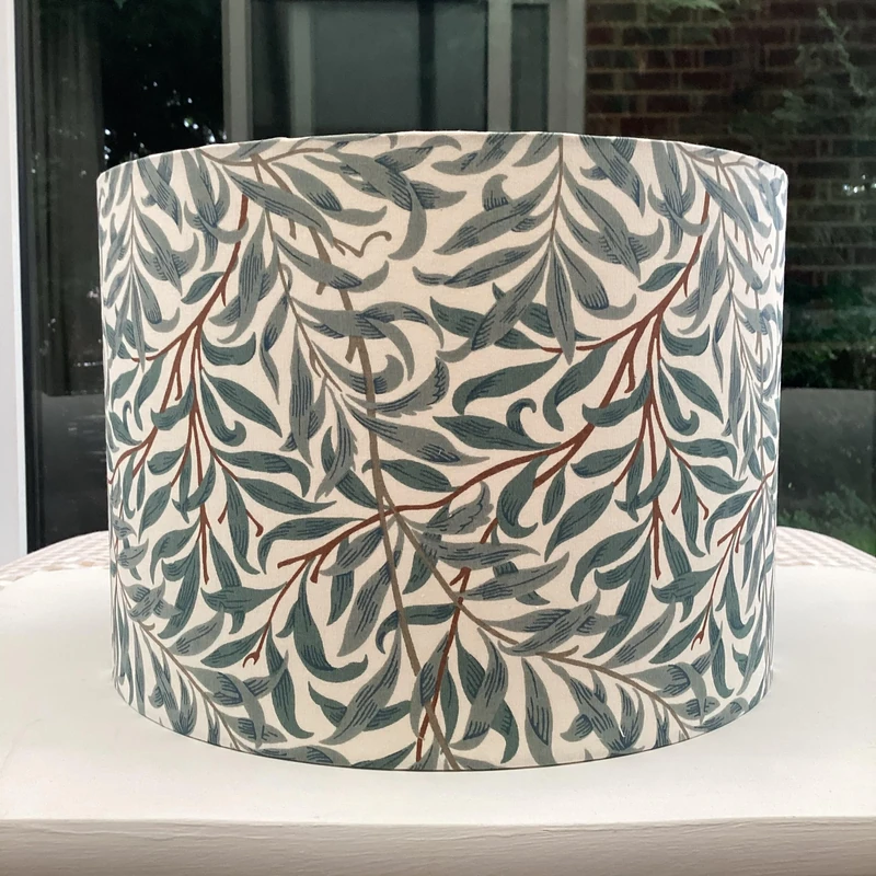 Handmade Lampshade William Morris Willow Bough Green Grey Blue (Ceiling/Pendant, Large (40cm Diameter)) - Image 1