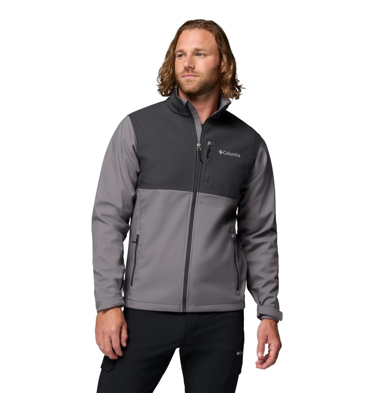 Columbia Men's Ascender Softshell Front-Zip Jacket, City Grey/Shark, 3X
