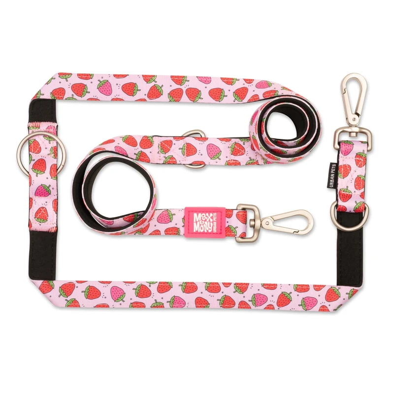 Max & Molly Multifunctional Dog Lead 2 m with 2 Carabiners, Strawberry Dream/L Shoulder Lead Padded, Safe & Flexible - Comfort for Your Faithful Companion - Image 1