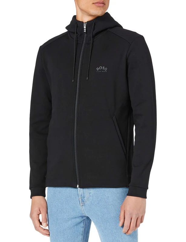 BOSS Mens Saggy Logo-print zip-up hoodie in stretch cotton