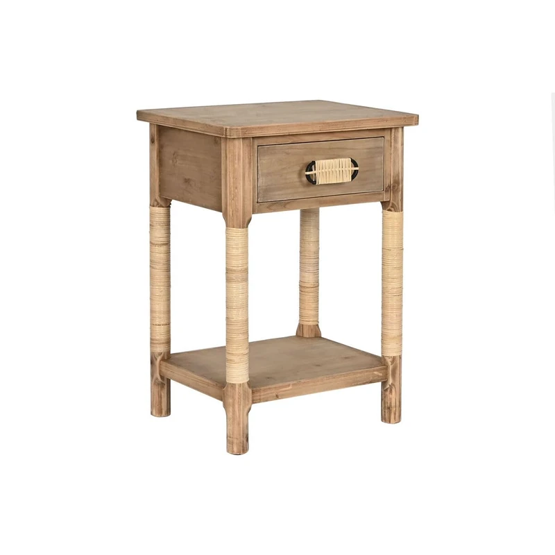 Home ESPRIT Nightstand Natural Light Brown Rope Spruce 44 x 33 x 61.5 cm