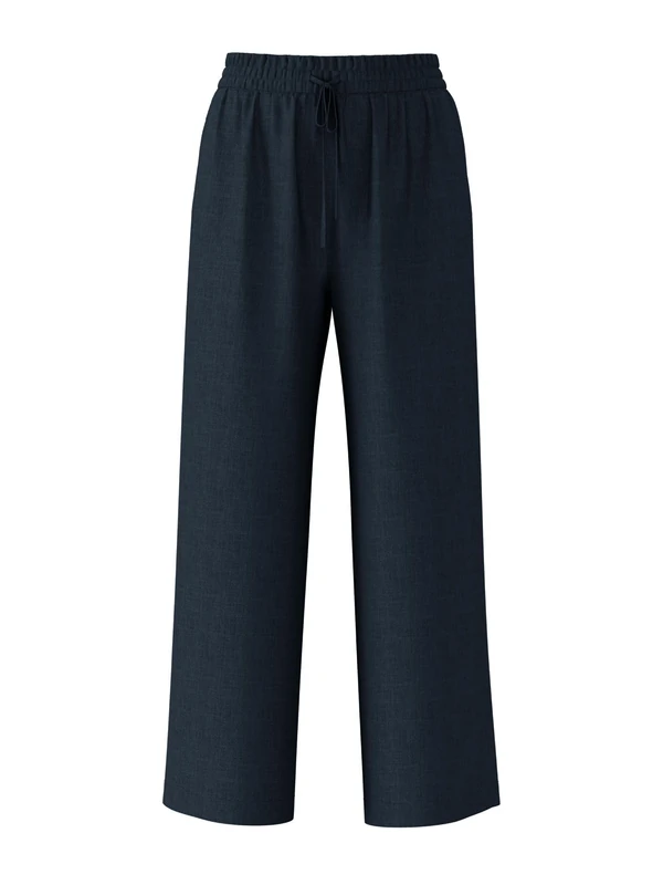 SELECTED FEMME Women's Slfviva-gulia Hw Long Linen Trousers Noos Fabric Trousers, Dark Sapphire, 14