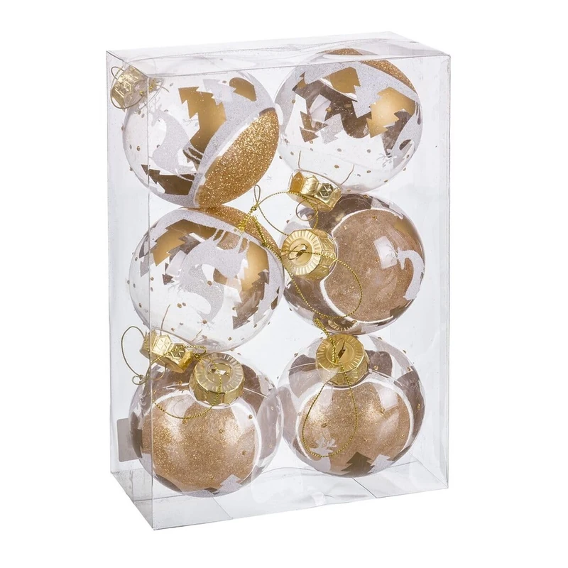 BigBuy Christmas Christmas Baubles Gold Plastic 8 cm (6 Units)