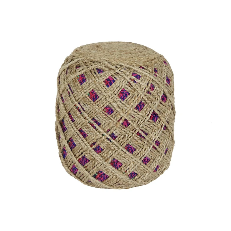 Home ESPRIT Footstool Brown Multicolor Jute 40 x 40 x 45 cm