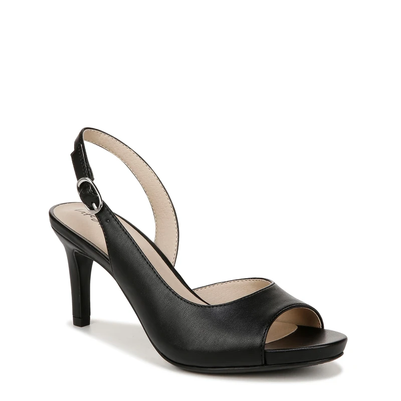 LifeStride Women's Teller 2 Slingback Peep Toe Pumps Heeled Sandal, Black, 9 UK