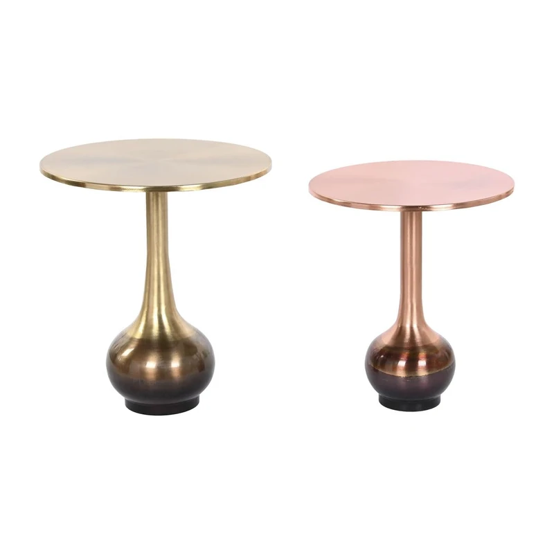 Home ESPRIT Set of 2 tables Gold Copper Iron 46 x 46 x 51 cm