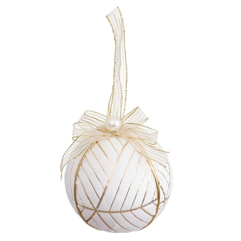 BigBuy Christmas Christmas Balls White Polyfoam Fabric 6 x 6 x 6 cm (6 Units) - Image 1