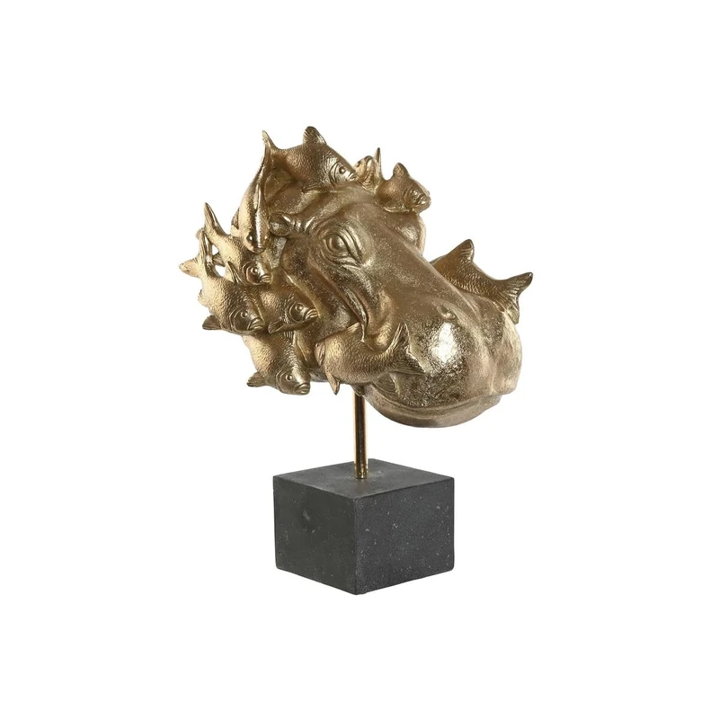 Home ESPRIT Decorative Figure Black Gold Hippo 33 x 21.5 x 45 cm