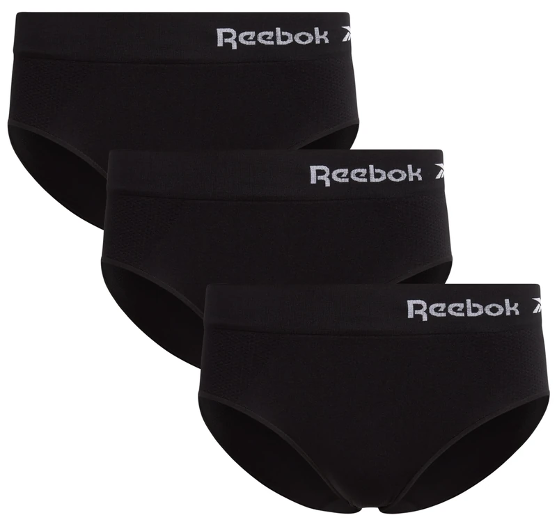 Reebok Women's Hipster Briefs - 3 Pack Breathable Stretch Moisture Wicking Performance Hipster Panties - Seamless Underwear for Women (S-XL), Black/Black/Black, XL