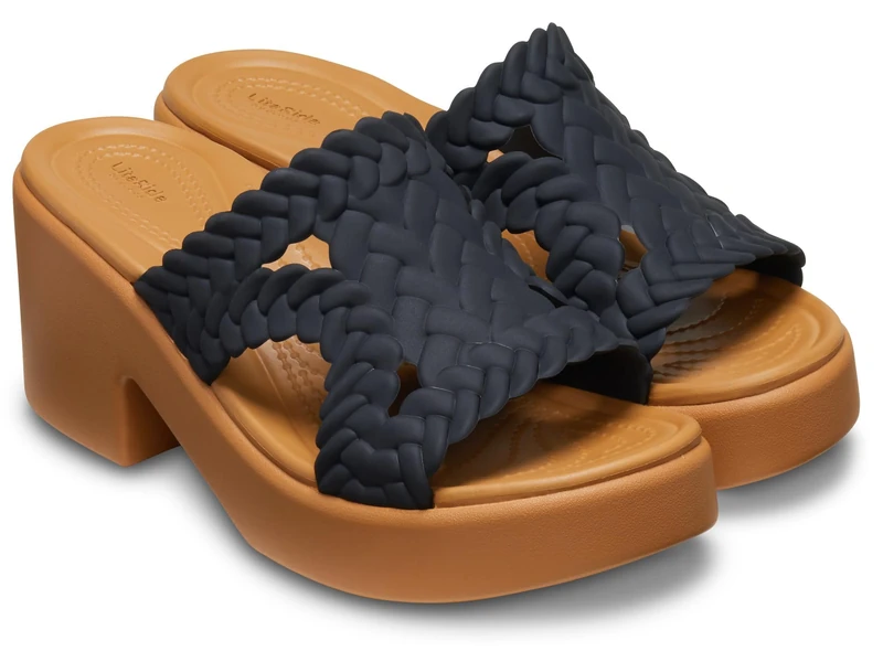 Crocs Women Sandal, Brooklyn Woven Slide Heel, Black, 6 UK Women
