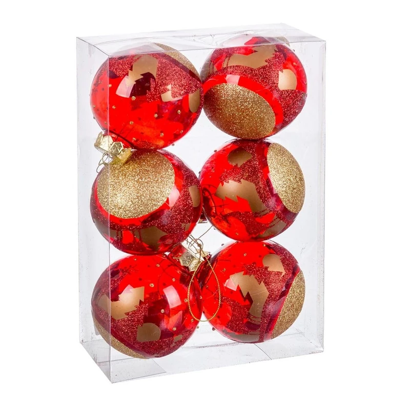 BigBuy Christmas Christmas Baubles Red Plastic 8 cm (6 Units)