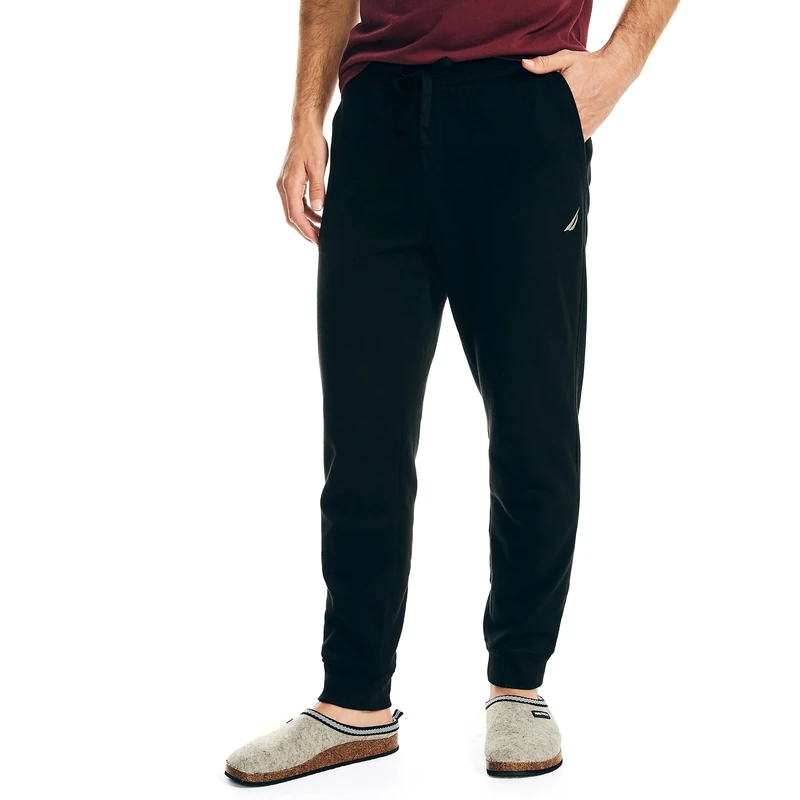 Nautica Men's Anchor Fleece Basic Joggers Pants, True Black, Medium
