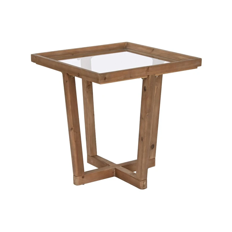 Home ESPRIT Side Table Brown Glass Spruce 58 x 58 x 60 cm