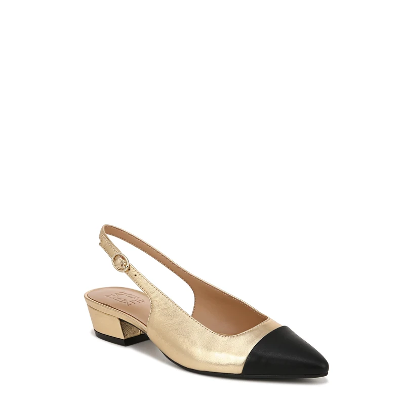Naturalizer Women's Court Shoes - Banks-Sl Slingback, Dark Gold/Black Leather, UK 8, Wide Fit - Image 1