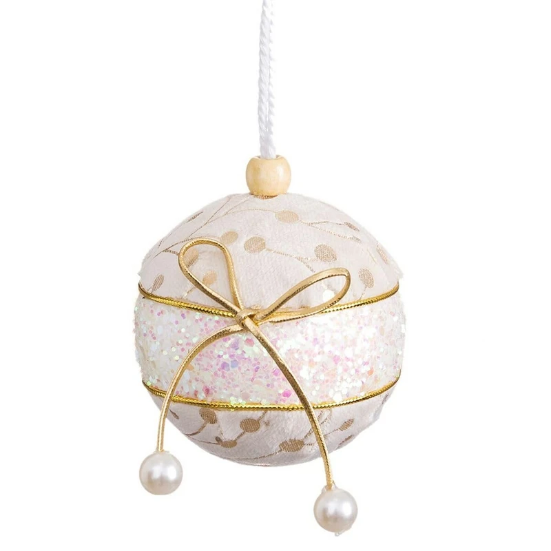 BigBuy Christmas Christmas Baubles White Gold Polyfoam Woven Ribbon 10 x 10 x 10 cm (Pack of 3)