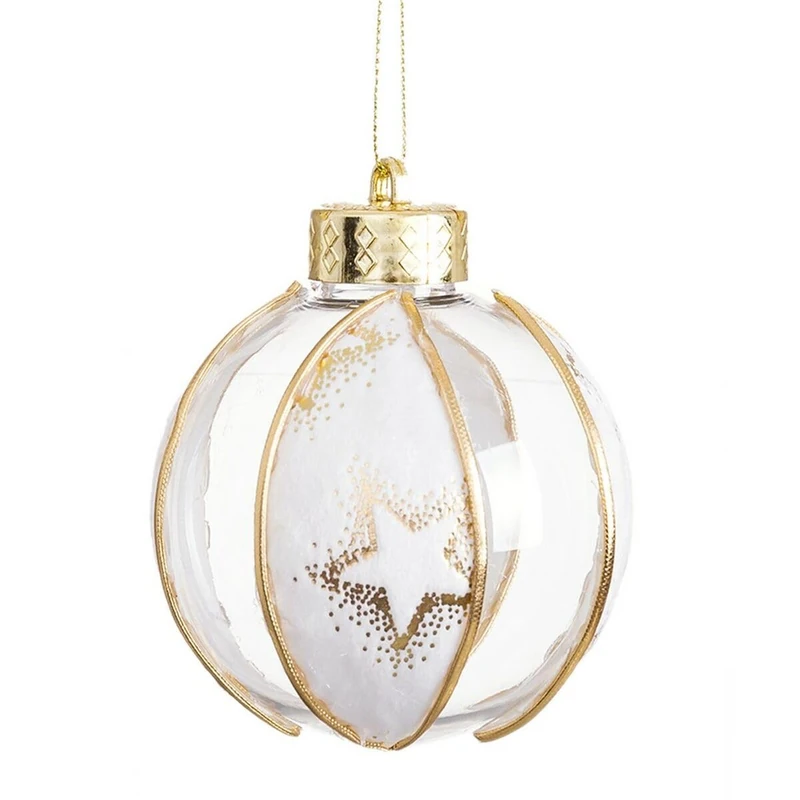 BigBuy Christmas Christmas Baubles White Transparent Gold Plastic Woven Stars 6 x 6 x 6 cm (6 Units)