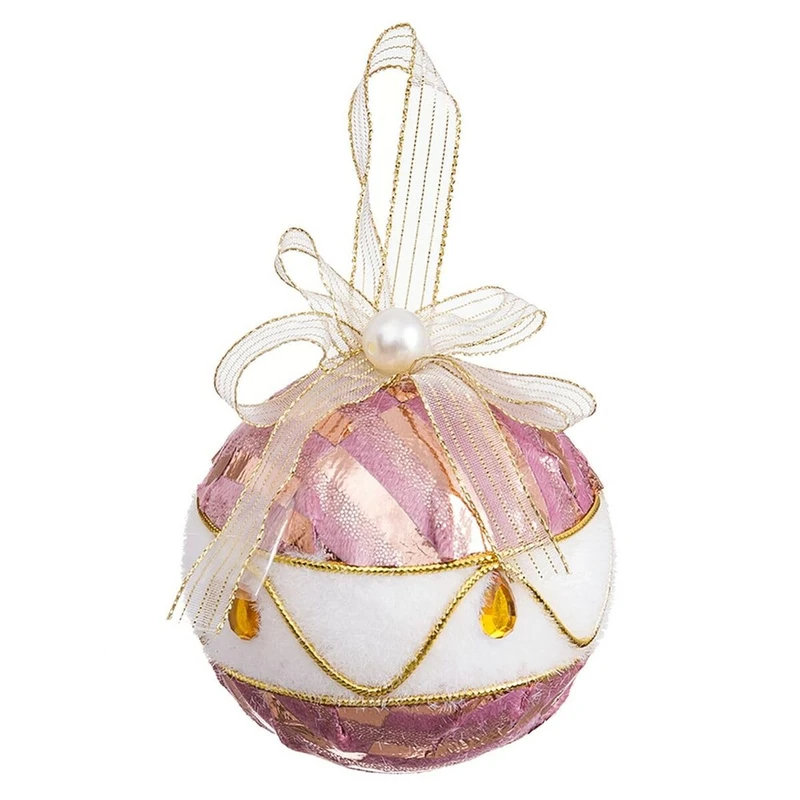 BigBuy Christmas Christmas Balls White Pink Polyfoam Fabric 6 x 6 x 6 cm (6 Units)
