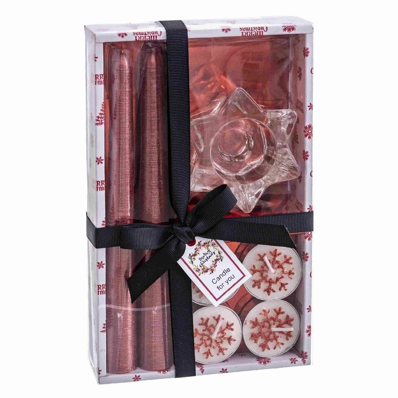 BigBuy Christmas Circular Candlestick with Stand Christmas Red Glass Paraffin 21.5 x 13.2 x 3.8 cm