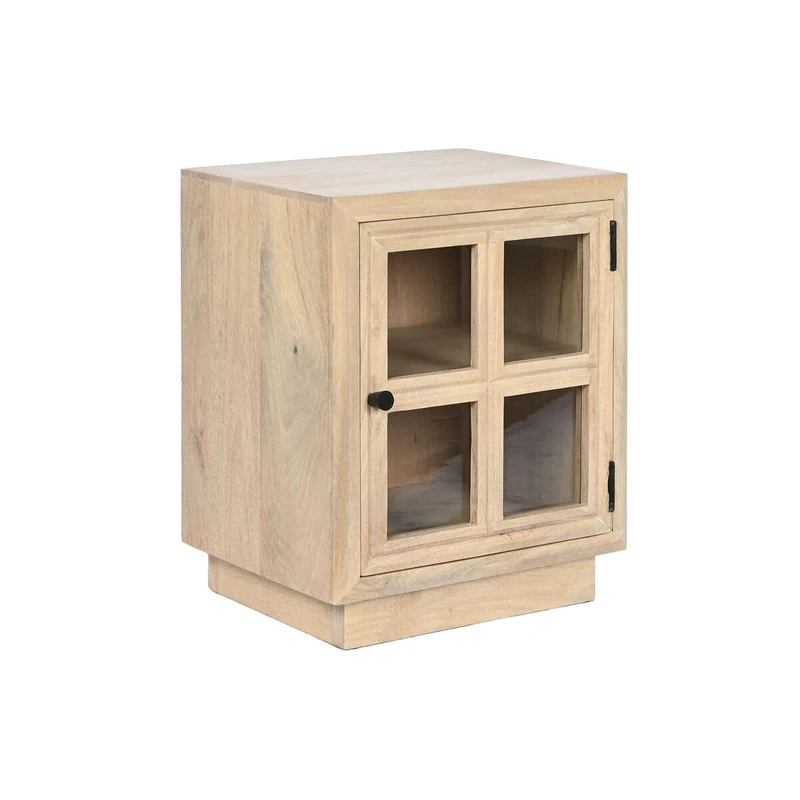 Home ESPRIT Nightstand Natural Glass Mango Wood 45 x 35 x 57 cm - Image 1
