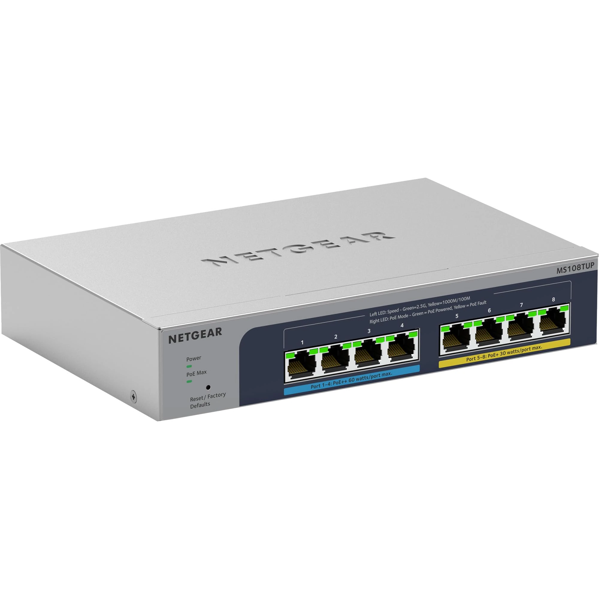 NETGEAR 8-Port Ultra60 Multi-Gigabit Ethernet Smart Switch (MS108TUP) - Managed, with 4 x PoE++ and 4 x PoE+ @230W, Optional Insight Cloud Management, Desktop or Rack Mount