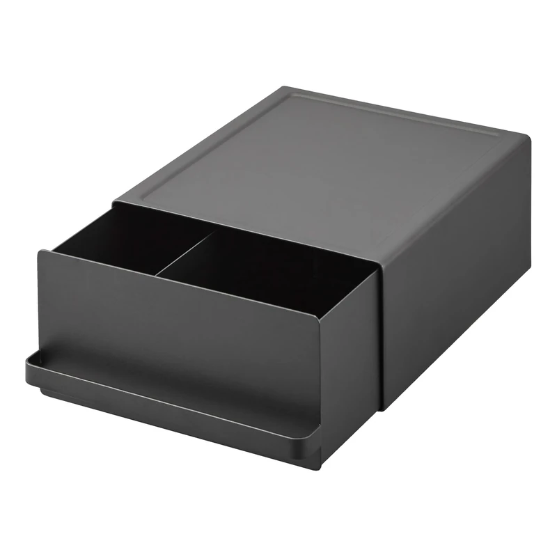 Yamazaki 2019 TOWER Sliding Countertop Drawer, black, Steel/Polypropylene/Magnet, Minimalist, 22.2 x 27.5 x 11.5 cm