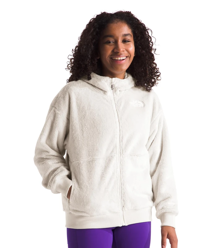 The North Face Girl's Osito F/Z Hoodie Jacket, White Dune, 7-8 Years