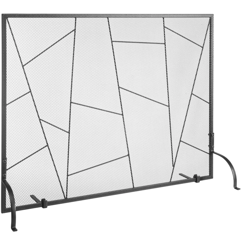 VEVOR Fireplace Screen Single Panel, Sturdy Iron Mesh Fireplace Screen, 906(L) x720(H) MM Spark Guard Cover, Simple Installation, Free Standing Fire Fence Grate for Living Room Home Decor Modern